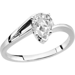 Or Blanc 14 Carats Tige Fendue Brillant Solitaire de Fiançailles