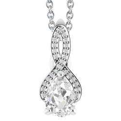 Diamant Fin Tige Fendue Collier Pendentif 2,50 carats en Or 14K