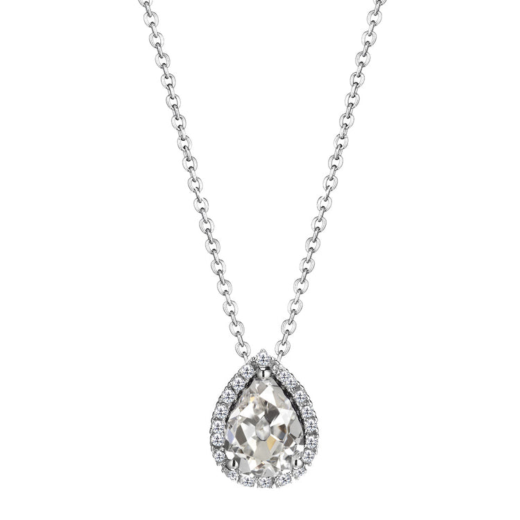 Pendentif Goutte Or Blanc 14 Carats avec Diamant Fin – vue principale