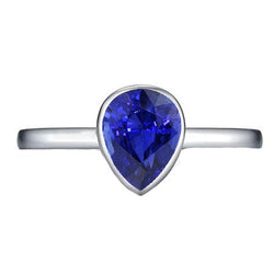 Saphir Bleu Royal taille Taille Poire Bague avec Gemme 1,50