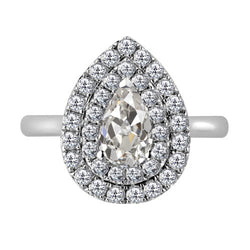 Or 14K Blanc Brillant Bague Sertie Halo – 3,50-carats Coussin