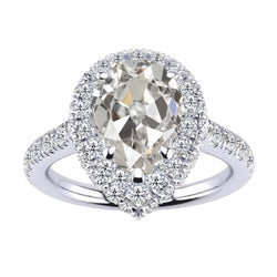 Diamant Bague Anniversaire Bague Halo – 3,50 carats en Or Blanc