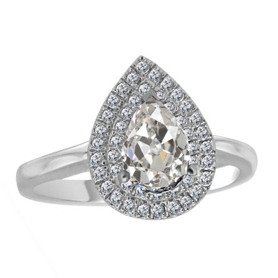 Diamant Bague Sertie Halo 3-carats Or Blanc 14 Carats – vue principale