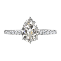 Or Blanc 14 Carats Taille Old Mine Brillant Bague Solitaire avec