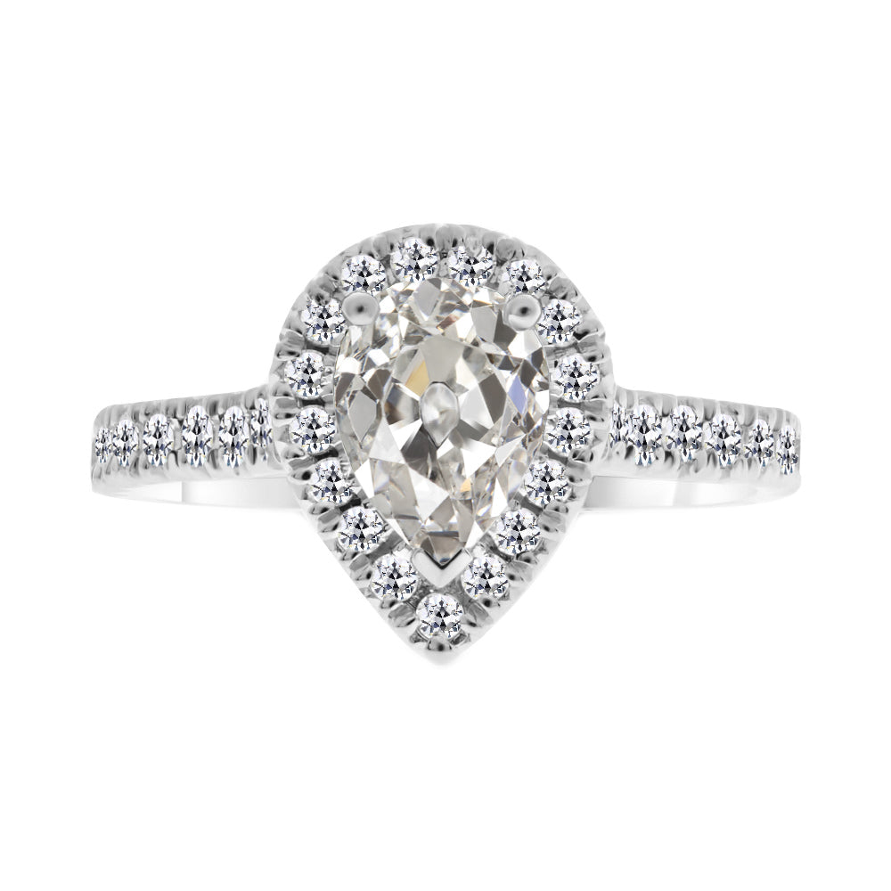 Diamant Bague de Fiançailles Halo 2-carats Or Blanc 14 Carats – vue principale