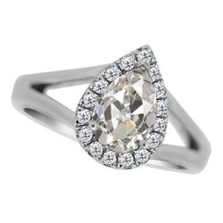 Signature Tige Fendue Diamant Fin Bague de Fiançailles Halo – 3