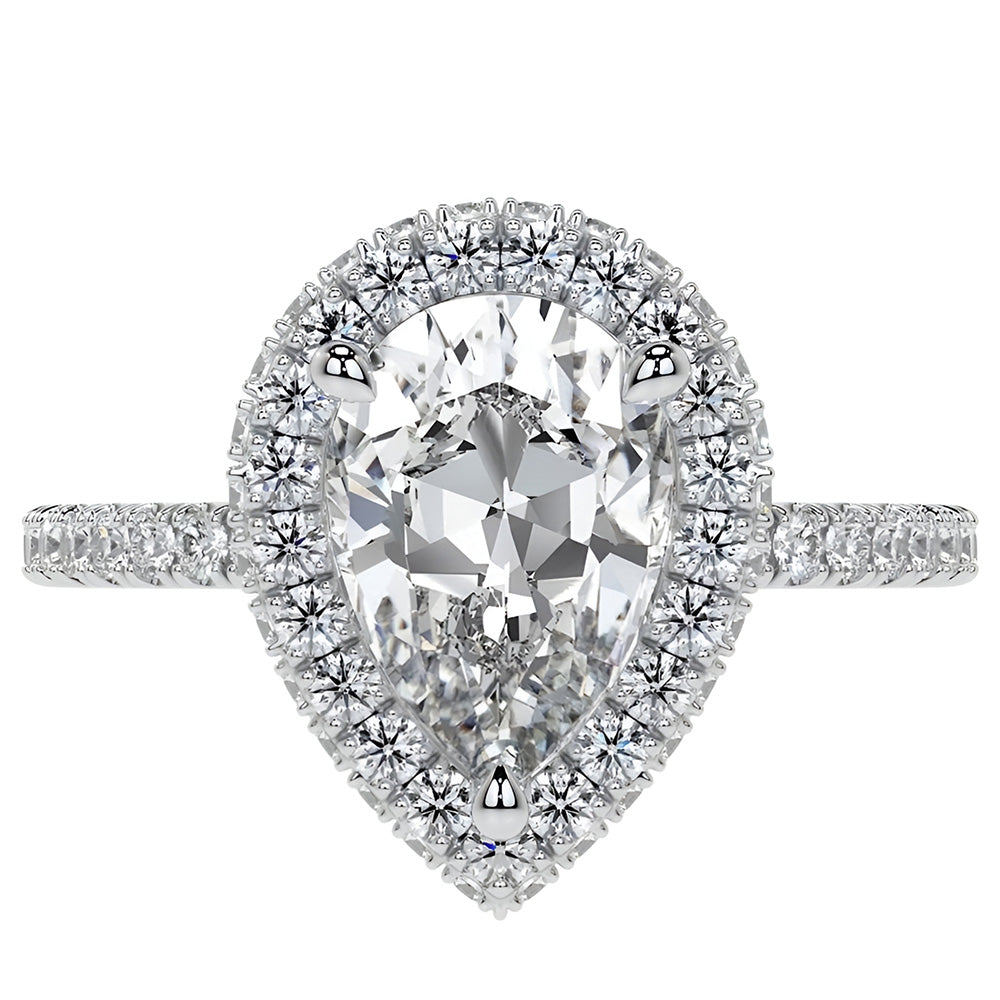 Taille Old Mine Diamant bague en Or Blanc 14 Carats – vue d'angle