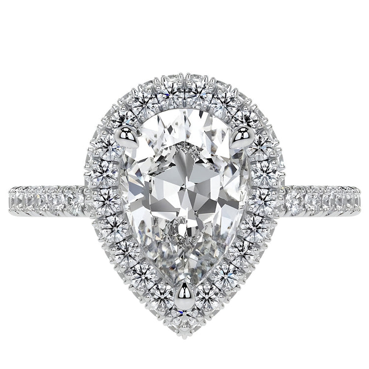 Taille Old Mine Diamant bague en Or Blanc 14 Carats – vue d'angle