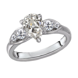 Diamant Fin Bague Trois Pierres 1,50 carats – Or Blanc 14 Carats
