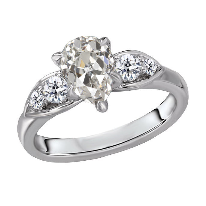 Diamant Fin Bague Trois Pierres 1,50-carats Or Blanc 14 Carats – vue principale