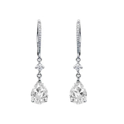 Pendants d'Oreilles Réel Diamant Taille Poire