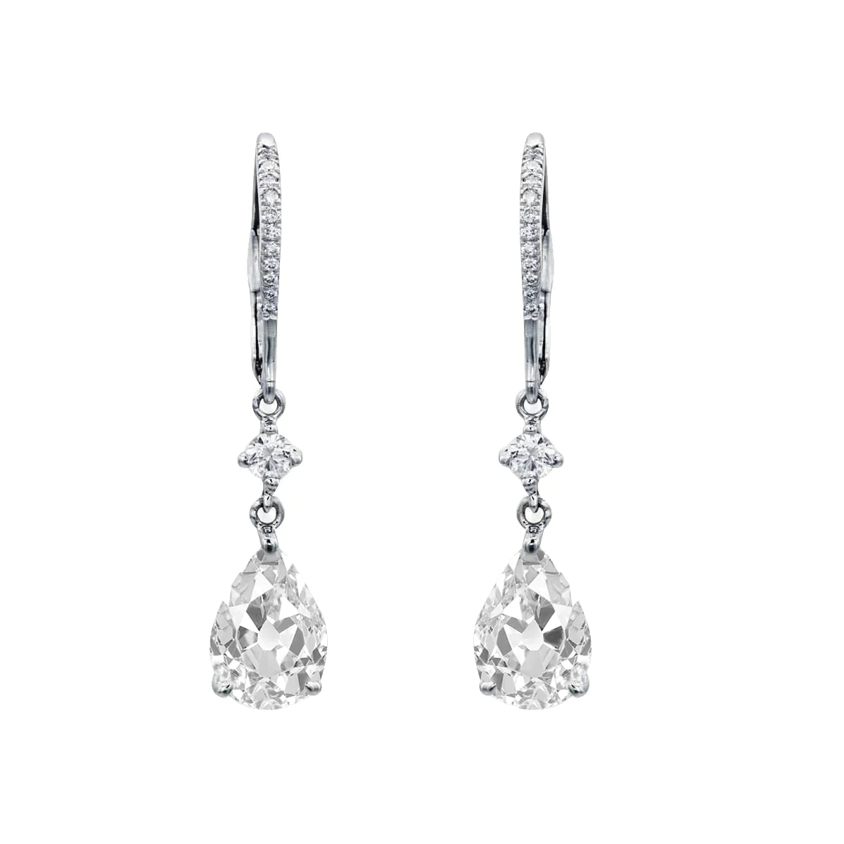 Pendants d'Oreilles Réel Diamant Taille Poire