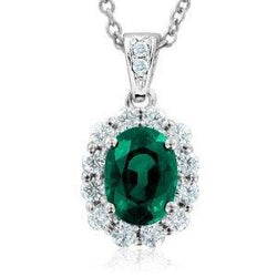 Pendentif 12 carats émeraude Vert et diamants en or blanc 14 carats