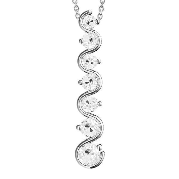 Pendentif Authentique Diamant Sept Pierre Rond Old European Twisted 3.50 Carats