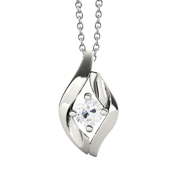 Pendentif Authentique Diamant Solitaire en Or Rond Vieux mineur Prong Set 1 Carat