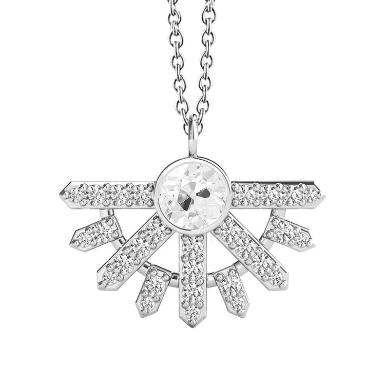 Pendentif Authentique diamant rond en or blanc 4 carats serti clos