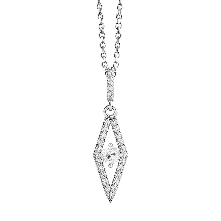 Pendentif Authentique diamant serti griffes en or blanc 1.50 carats