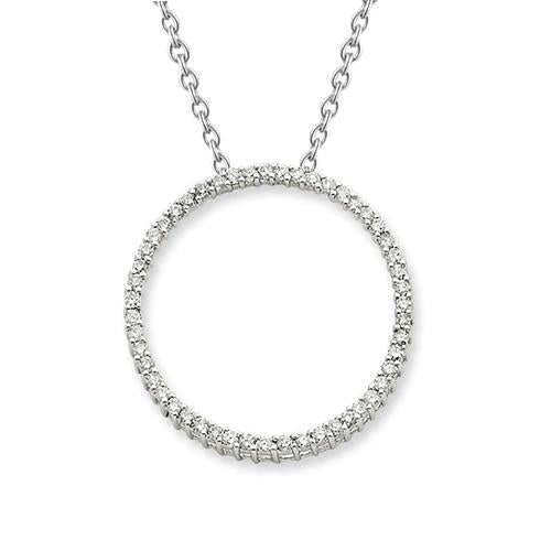 Pendentif Cercle De Réel Diamants 3.42 Carats Or Blanc 14K