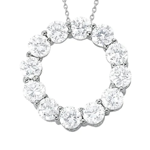 Pendentif Cercle Diamant Avec Chaîne 3 Carats Or Blanc 14K