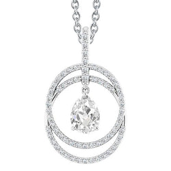 Pendentif Cercle Naturel Diamant Or Sertie Griffe Poire Vieux mineur 3.50 Carats