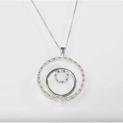 Pendentif Cercle Réel Diamants Ronds 1 Carat Or Blanc 14K