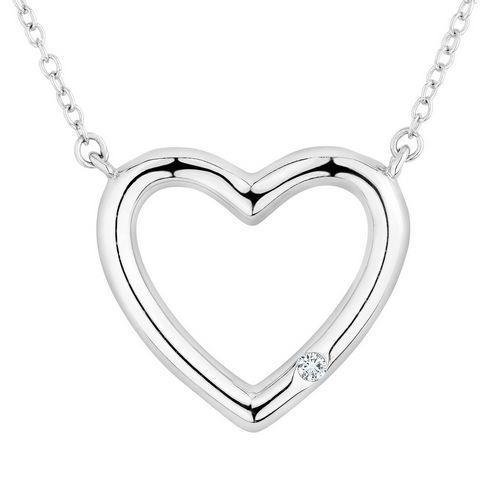 Pendentif Coeur En Naturel Diamant Rond De Taille Brillante De 0,50 Carats 14K Or Blanc