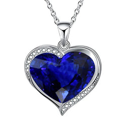 Pendentif Coeur Pierre Précieuse & Diamant Rond Glissière Avec Chaîne 5 Carats