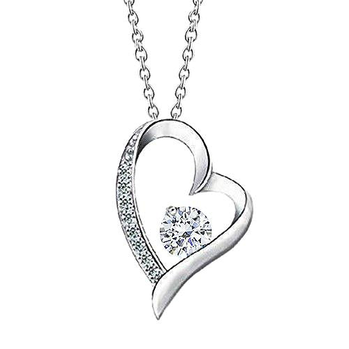 Pendentif Coeur Réel Diamant Rond 2 Carats Bijoux Or Blanc Pétillant