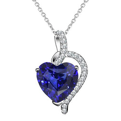 Pendentif Coeur Saphir Diamant Pavé Twisté Style Bélière 4.50 Carats