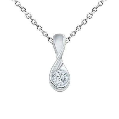 Pendentif Collier 1 Ct Réel Diamant Taille Brillant Or Blanc 14K Solitaire