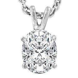 Pendentif Collier Authentique Diamant Taille Ovale Bijoux Or Blanc Massif 3 Carats