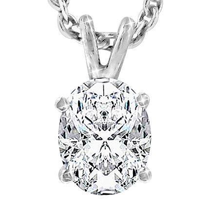 Pendentif Collier Authentique Diamant Taille Ovale Bijoux Or Blanc Massif 3 Carats