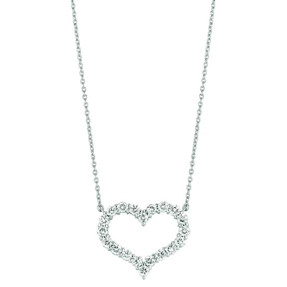 Pendentif Collier Coeur Réel Diamant 3.08 Carats Or Blanc 14K