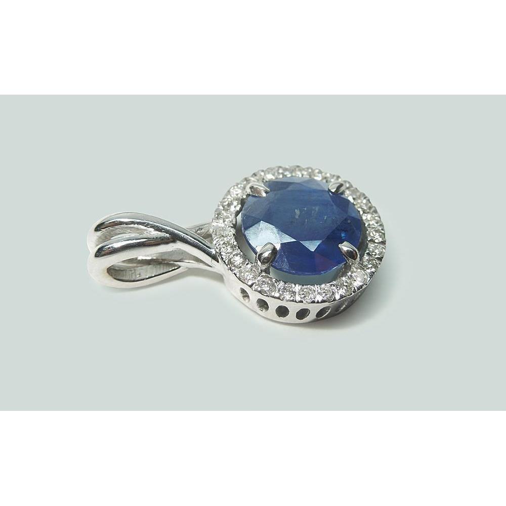 Pendentif Collier Femme Diamant Saphir Sri Lanka Rond 2.20 Ct. - HarryChadEnt.FR