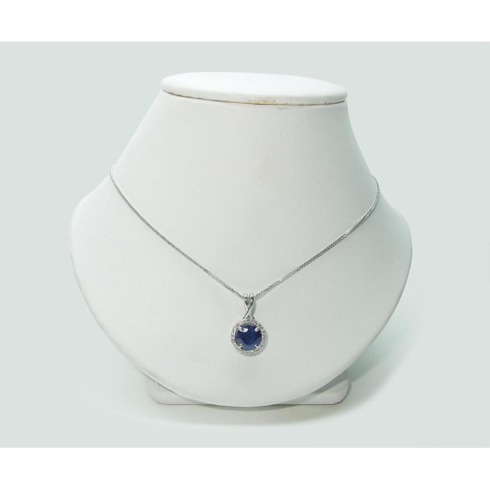 Pendentif Collier Femme Diamant Saphir Sri Lanka Rond 2.20 Ct. - HarryChadEnt.FR