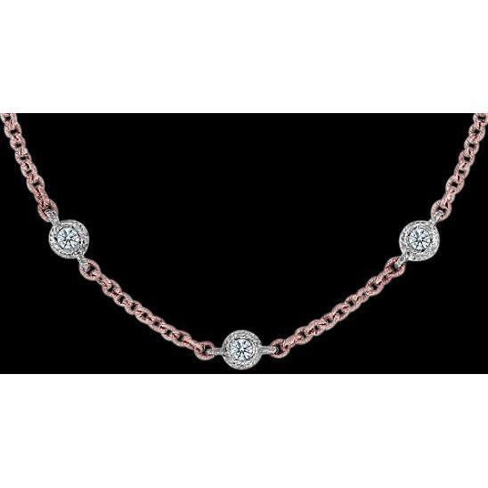 Pendentif Collier Naturel Diamant 7 Ct Or RoseBlanc Nouveau