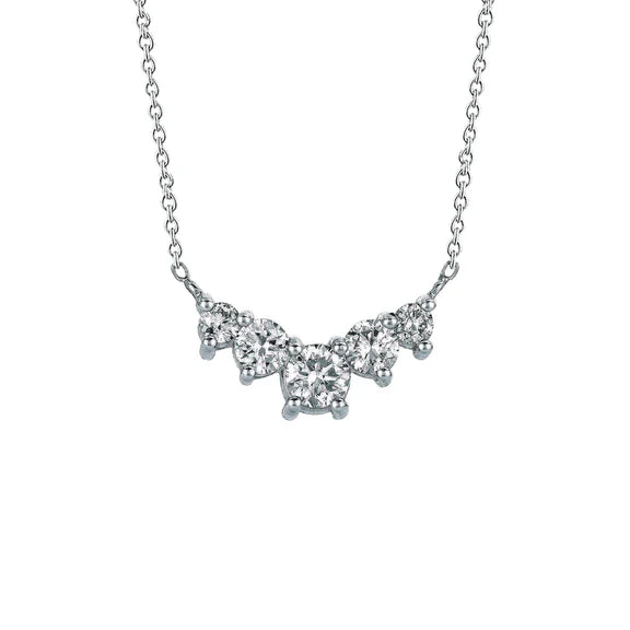 Pendentif Collier Naturel Diamant Cinq Pierres 1.55 Carats Or Blanc 14K