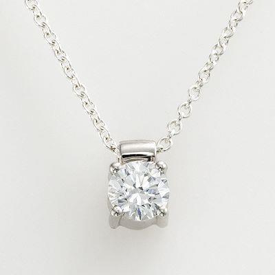 Pendentif Collier Naturel Diamant Rond 2 Carats Or Blanc 14K