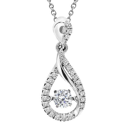 Pendentif Collier Réel Diamant 1.24 Ct Magnifique Bijoux En Or Blanc