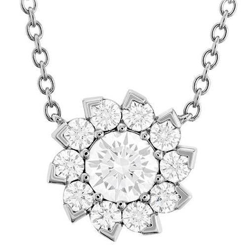 Pendentif Collier Réel Diamant Coupe Ronde Etincelant Or Blanc 2.70 Carats 14K
