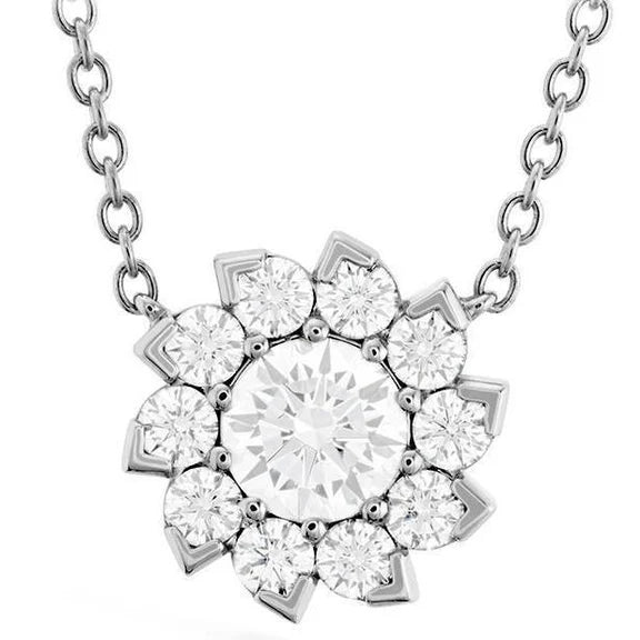 Pendentif Collier Réel Diamant Etincelant Avec Chaîne En oO Blanc 3.0 Carats 14K