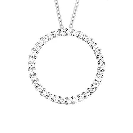 Pendentif Collier Réel Diamant Rond 4 Carats Or Blanc 14K