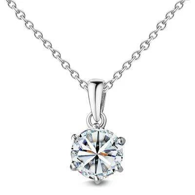 Pendentif Collier Réel Diamant Rond Serti 6 Griffes 1 Carat