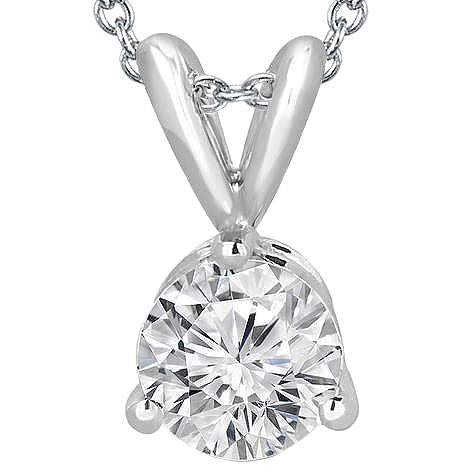 Pendentif Collier Réel Diamant Solitaire Rond 1.50 Carat Or Blanc 14K