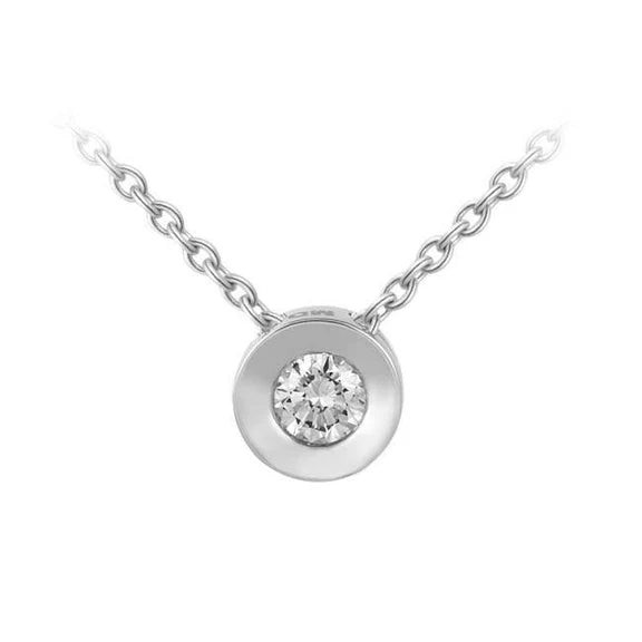 Pendentif Collier Réel Diamant Solitaire Taille Brillant 0.75 Carat WG 14K