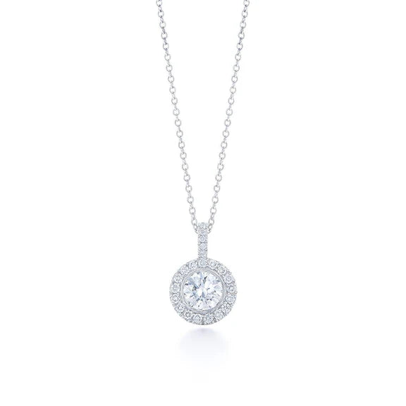 Pendentif Collier Réel Diamant Taille Brillant Etincelant 1.55 Carats WG 14K