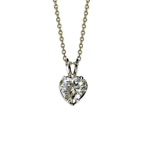 Pendentif Collier Réel Diamant Taille Coeur 1.50 Carat Bijoux En Or Pour Femme