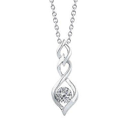 Pendentif Collier Véritable Diamant Blanc Rond 0.50 Carats Or Blanc 14K