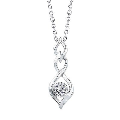 Pendentif Collier Véritable Diamant Blanc Rond 0.50 Carats Or Blanc 14K