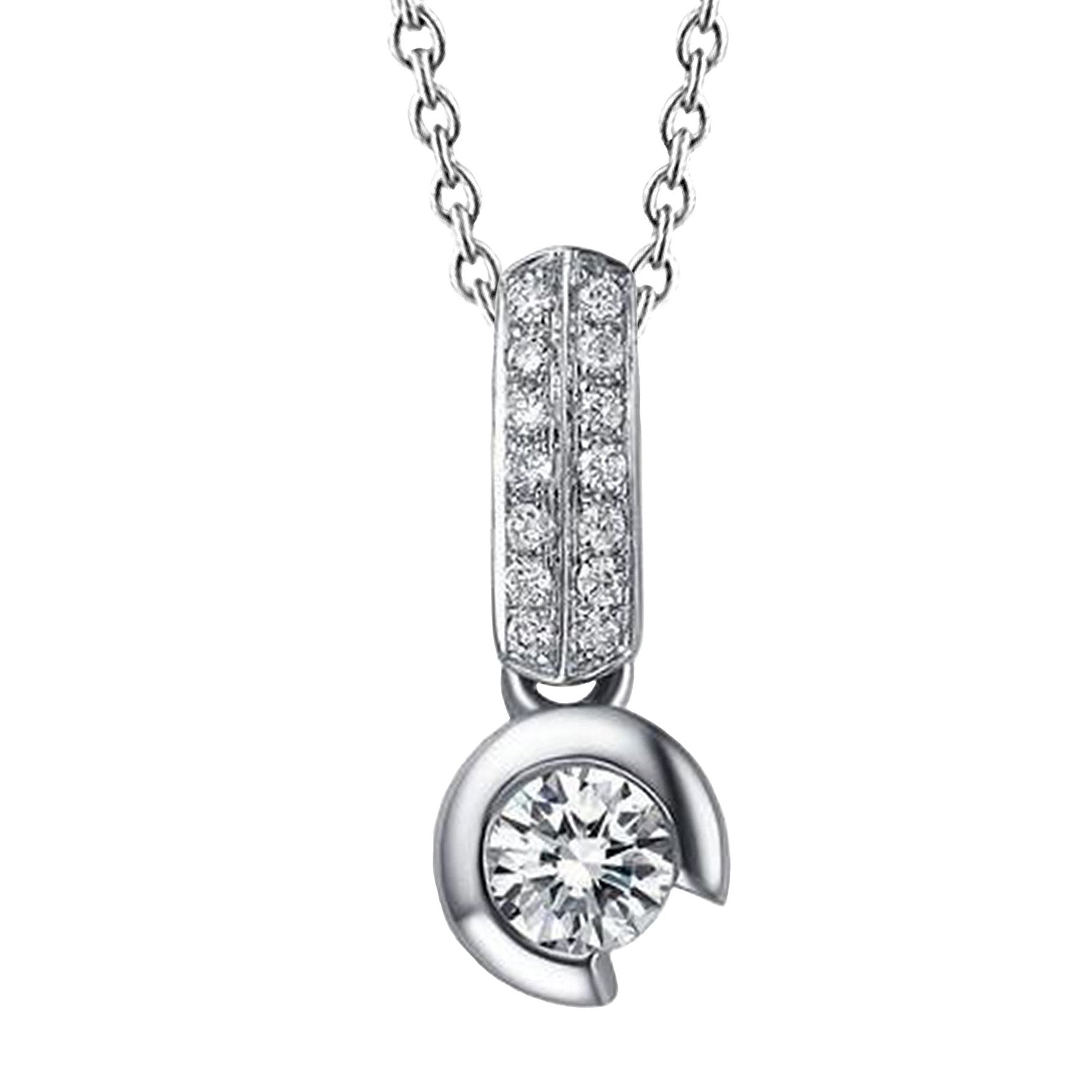 Pendentif Collier Véritable Diamants Ronds Scintillants 1.70 Ct Or Blanc 14K